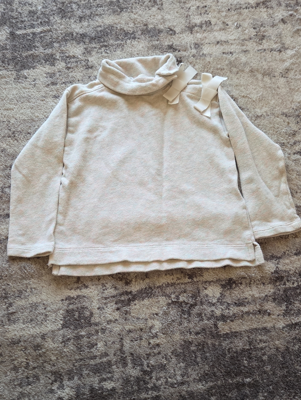 Crewcuts Cream And Pink Colored Sweater With Cowl Neck And Bow Details Size 2